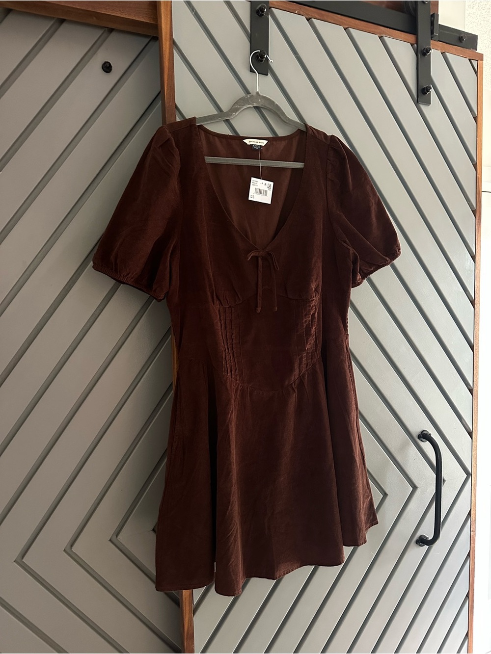 American Eagle Outfitters Brown V-Neck Tie-Front Tunic